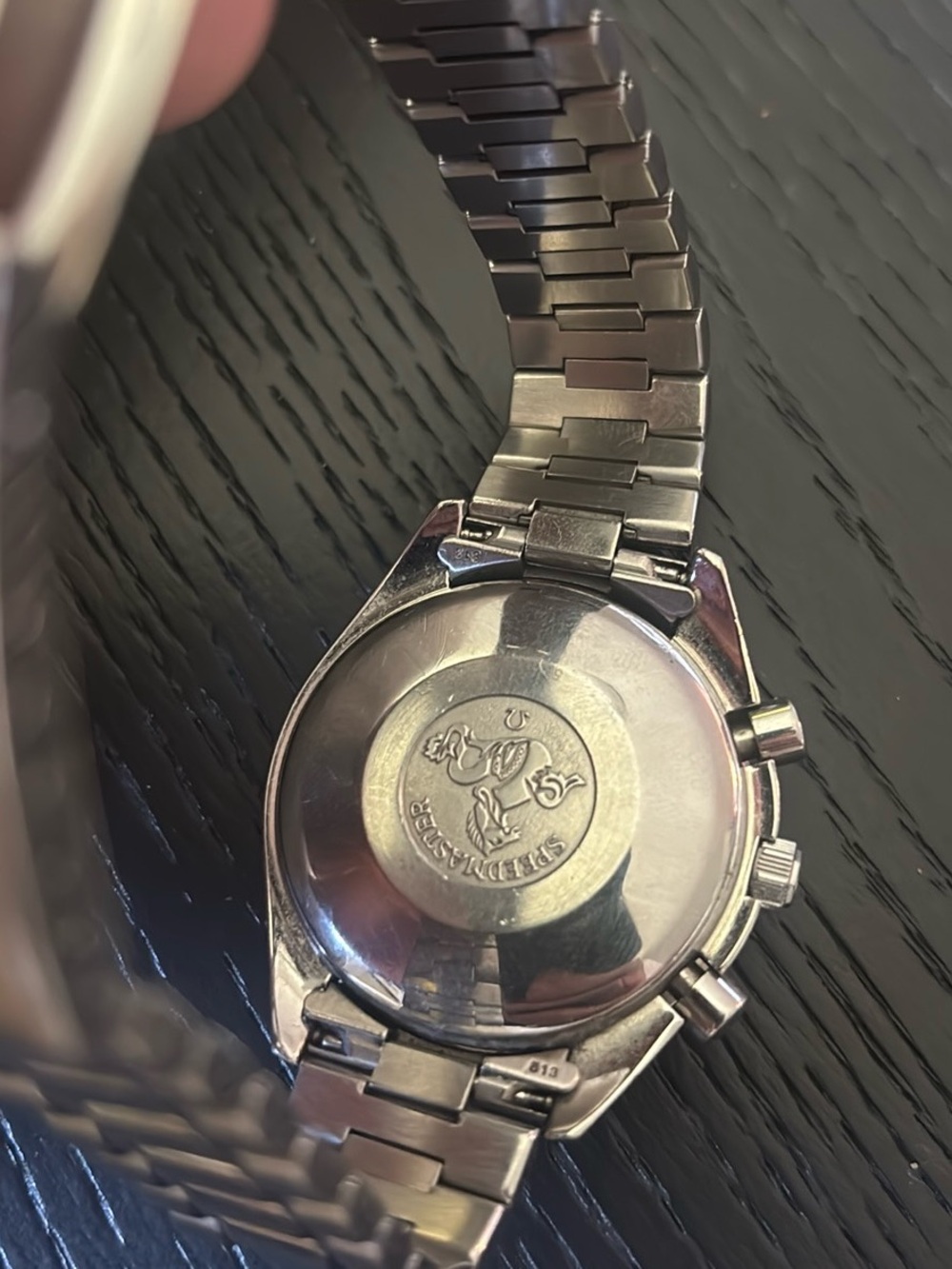 Omega Stainless Steel Chronograph Watch with Black Dial and Silver Subdials - Picture 2 of 3